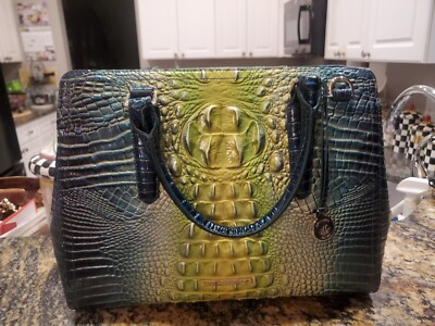 NWT Brahmin Small Finley Zesty Green Ombre Leather Satchel