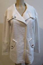 Women's Eliza J Off White Cream Cotton Blend Textured Boyfriend Coat size Small