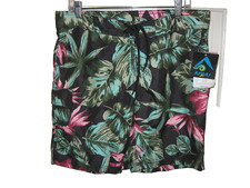NEW Kanu Surf Women's Hayley Swim Board Short SZ 14 X9" Black Floral UPF 50  38
