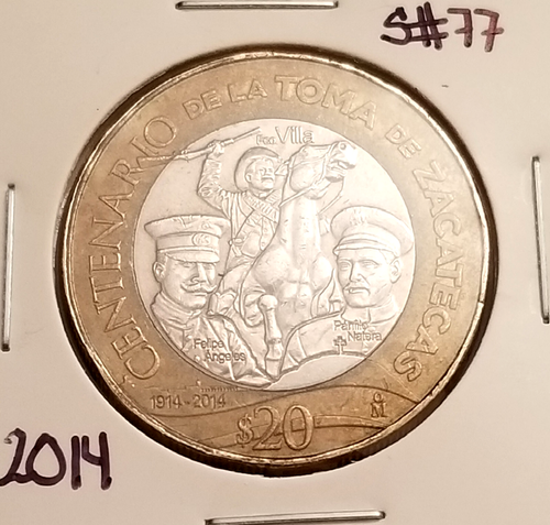 Mexico 20 Pesos 2014, Capture of Zacatecas Centenary, 1914-2014. KEY-DATE