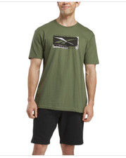 Reebok Men's All-Cotton Logo T-Shirt - Army Green Size S