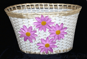 Extra Large White Plastic Bicycle Basket 4 Lavender Flowers NEW!