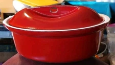 RED 2-Quart Emile Henry Oval Casserole With Lid 03.02 MJ6 Made in France