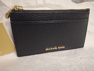 Michael Kors Jet Set Travel Small Card Case Holder in Black Leather