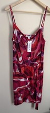 Veronica M Pink Faux Wrap Spaghetti Strap Dress NWT Tropical Cruise Vacation S