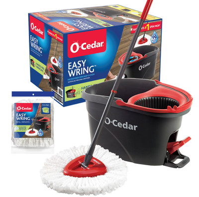 O-Cedar EasyWring  Microfiber Spin Mop & Bucket System with 2 Extra Mop Head Rep