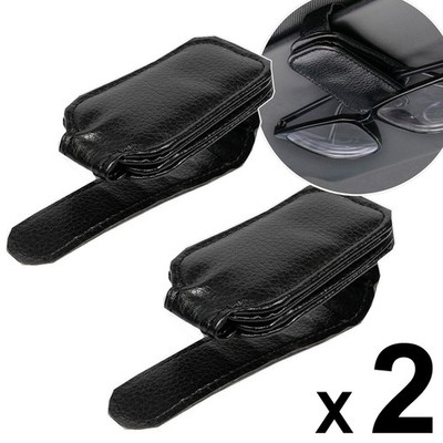 Real Leather Car Sun Visor Glasses Sunglasses Card Storage Holder Clips Case car