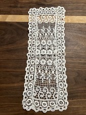 Cotton Handmade Crochet Lace Table Runner White Rectangle 5.5  W X 15  L