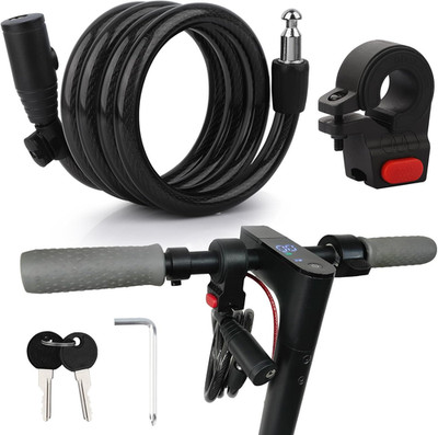 E Scooter Schloss mit 2 Schlüsseln - 12 mm dickes Stahlseil Hochsicherheitsschloss für Scoo