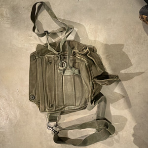 Olive Drab Canvas Military Surplus Shoulder Bag Carry Pouch w/ Straps, Snap