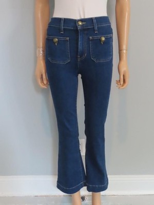 VERONICA BEARD Bright Blue Carson Ankle Flare High Rise Jeans Size 24