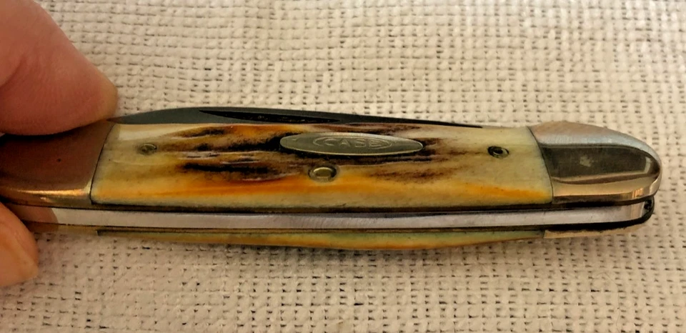 Case Blue Scroll Stag Knife 52131 SSP 3-Dot 1977 Canoe - Image 3 of 4