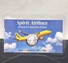 Spirit Airlines Tribute Card w/ Genuine 1g .999 Fine Silver Walking Round — photo 1