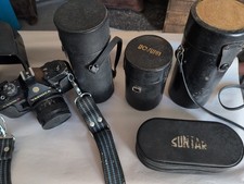 Yashica Electro 35 GSN Vintage with 3 Telephoto Lenses and Case of 2 Wide Angle