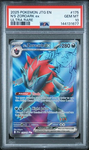 2025 POKEMON JTG EN-JOURNEY TOGETHER ULTRA RARE #175 N'S ZOROARK EX PSA 10