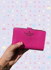 kate spade new york Pink Zip-Around Folding Wallet Logo Credit Card Photo Holder