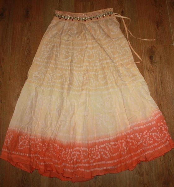 Women Monsoon Skirt Orange Cotton 36 / S