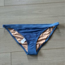 NWT J. Crew Women's Ribbed Trim Hipster Full Coverage Bikini Bottom Size L Blue