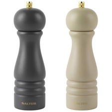 Image of Salter Salt and Pepper Grinder Mills Set Adjustable Seasoning Mill Black/Beige