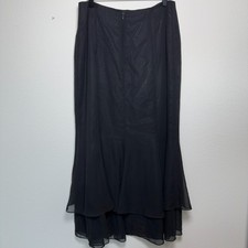 VTG 90s Women Whimsigoth Maxi Skirt Large Black Layered Witchy Fairy Grunge