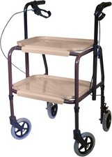 Image of Height Adjustable Strolley Trolley with 2 Shelves, Brakes & Castor Wheels Steel