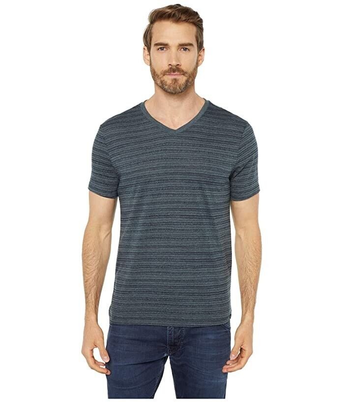 Threads 4 Thought Men's Dirt Road Stripe V-Neck T-Shirt Teal-2XL