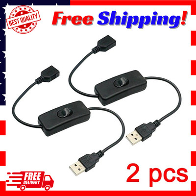 2PCS USB Cable with On Off Switch 30cm for Power and Data Transmission