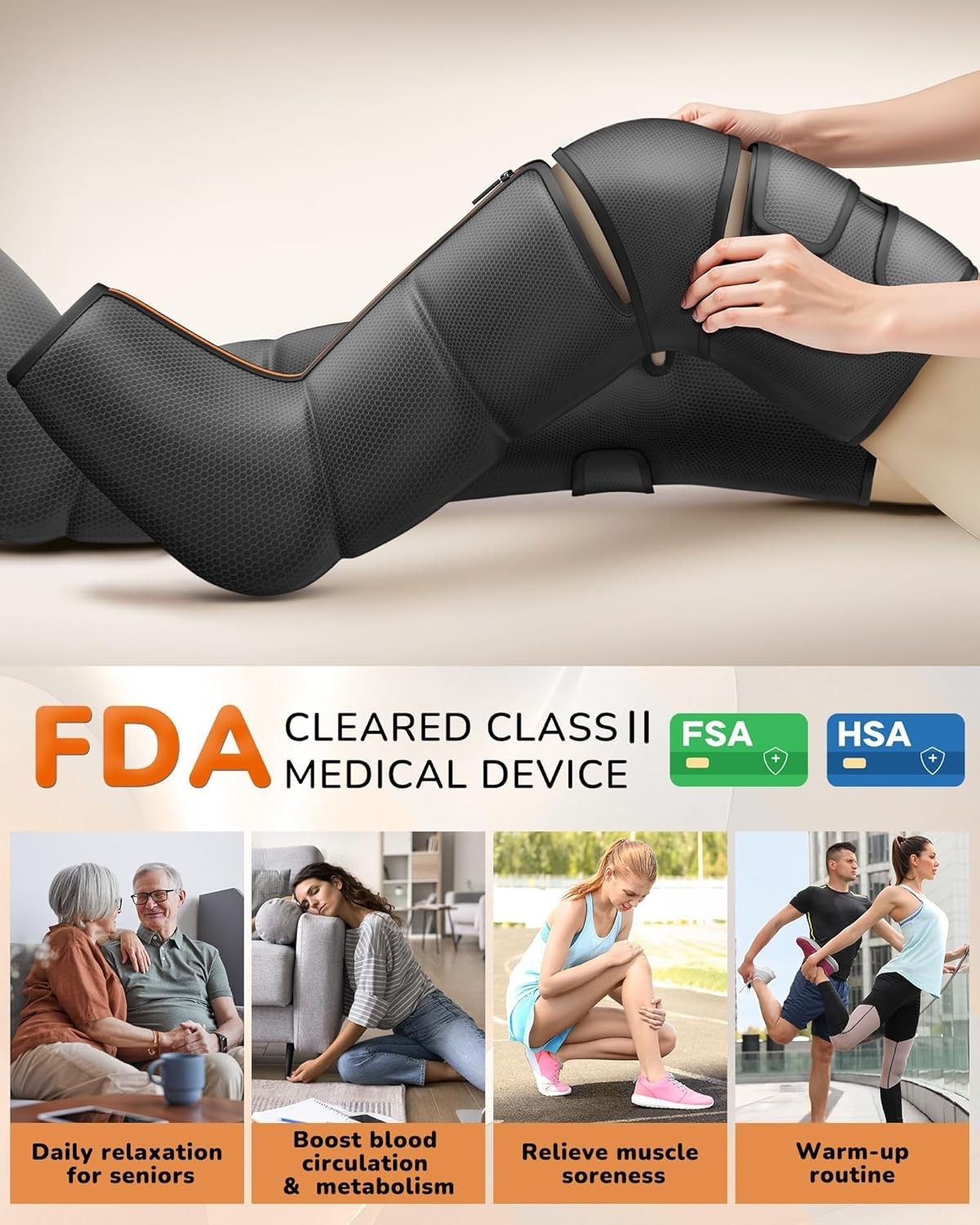 1 Pair Full Leg Compression Boots Massager Recovery for Circulation Pain Relief