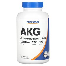 2 X Nutricost, AKG (Alpha-Ketoglutaric Acid), 1,000 mg, 240 Capsules (500 mg per