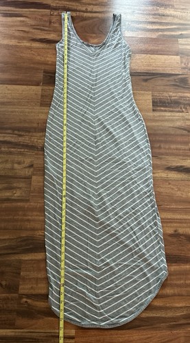 Athleta Sleeveless Maxi Tank Dress Scoop Neck Hi Low Side Hem Gray White Size S - Picture 13 of 14