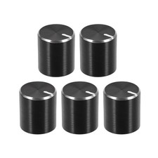 5pcs Potentiometer Knob Knurled Shaft Black Aluminum 6mm Shaft Dia 10mmx10mm