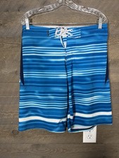 Ron Jon Surf Shop Mens Blue Colorful Striped Swim Trunks Size 31