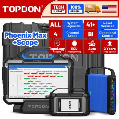 TOPDON Phoenix Max 13.3'' Tablet Diagnostic Scanner 4-Channel Scope Online Coding