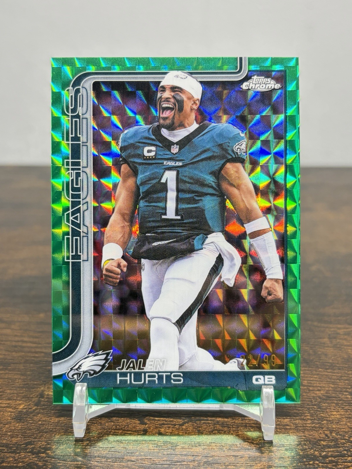 2025 Topps Chrome Jalen Hurts Image Variation Green Geo /99 Eagles