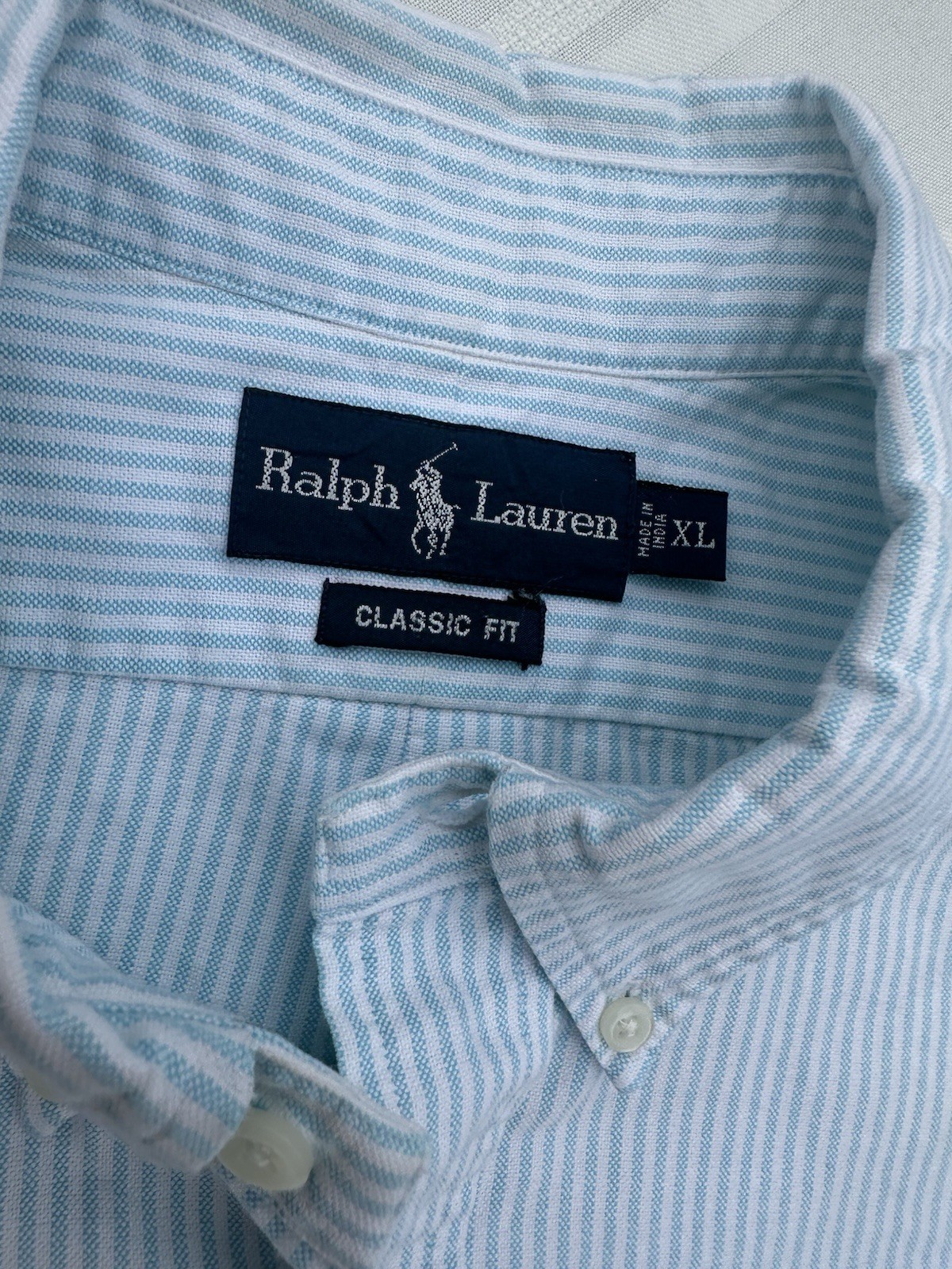 Polo Ralph Lauren blu a righe con bottoni taglia XL colorata pony