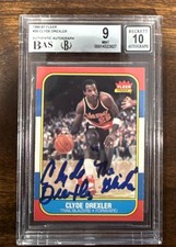 1986 FLEER BASKETBALL #26 CLYDE DREXLER BGS 9 MINT WITH 10 AUTOGRAPH UNREAL NICE
