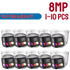 1/10pcs 8MP IP Camera 180  Panoramic POE 4K 2-Len Sound and light alarm 2way lot