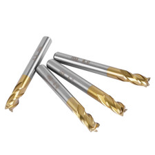 Pack of 4 4-Flute Titanium Coat Carbide End Mill Bits, 1/4 Inch/6Mm HSS CNC Stra