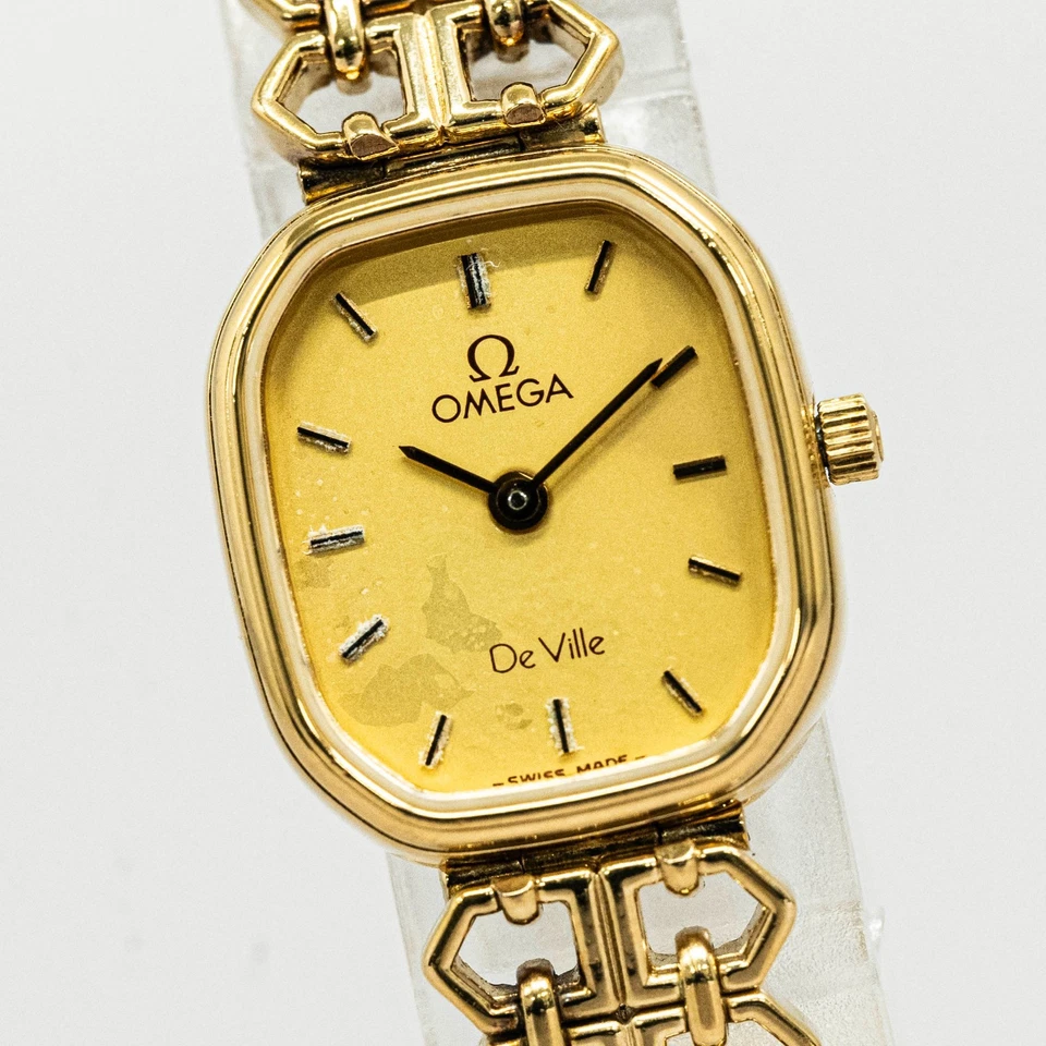 **Exc+5** Vintage 1980s OMEGA De Ville Quartz Gold Dial 18mm Octagon Women's ETA - Image 3 of 4