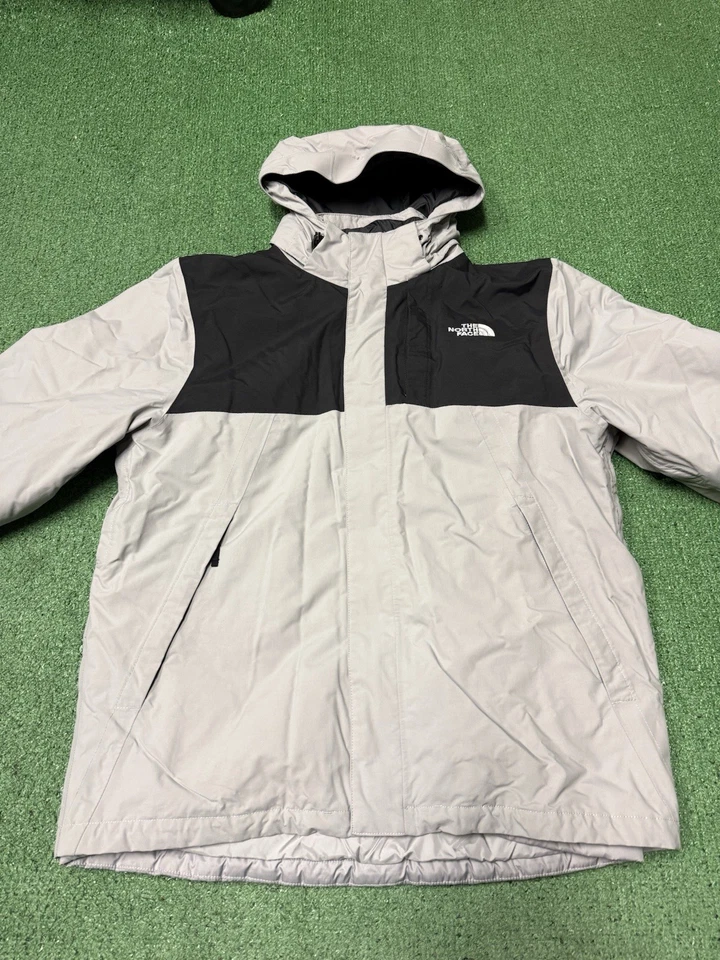 North Face 夹克男式 Triclimate 干式夹克大号灰色贝壳 3 合 1 徒步 — 第 2/4 张图片