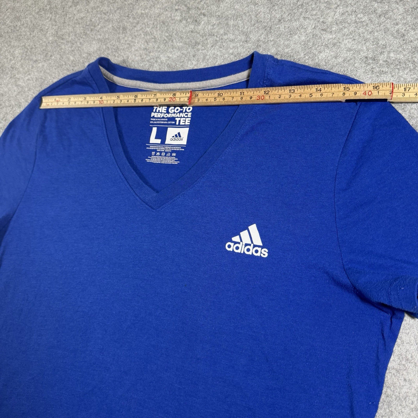 Adidas Climalite Tee Womens L Royal Blue V Neck Stretch Running Yoga Athletic thumbnail 8