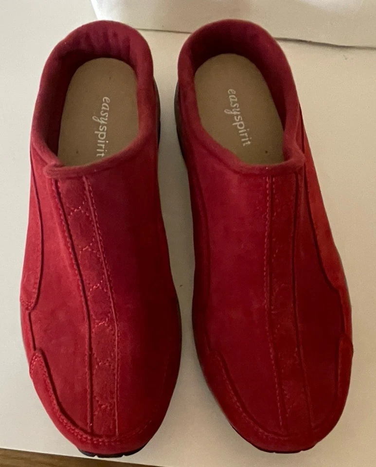 Easy Spirit Women's Sz 9 Red Slip-On Mules Traveltime Suede Mules 16420713 Nice - Image 3 of 4