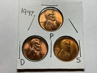 1947 P-D-S Lincoln Wheat Penny Cents Fading Luster and But Great Details