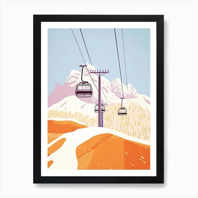 Cortina D Ampezzo   Italy, Ski Reso Framed Wall Art Poster Canvas Print Picture