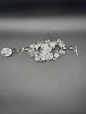 Deb Guyot signiertes Kristall Armband   Sterling 925   facettiertes Cluster Design