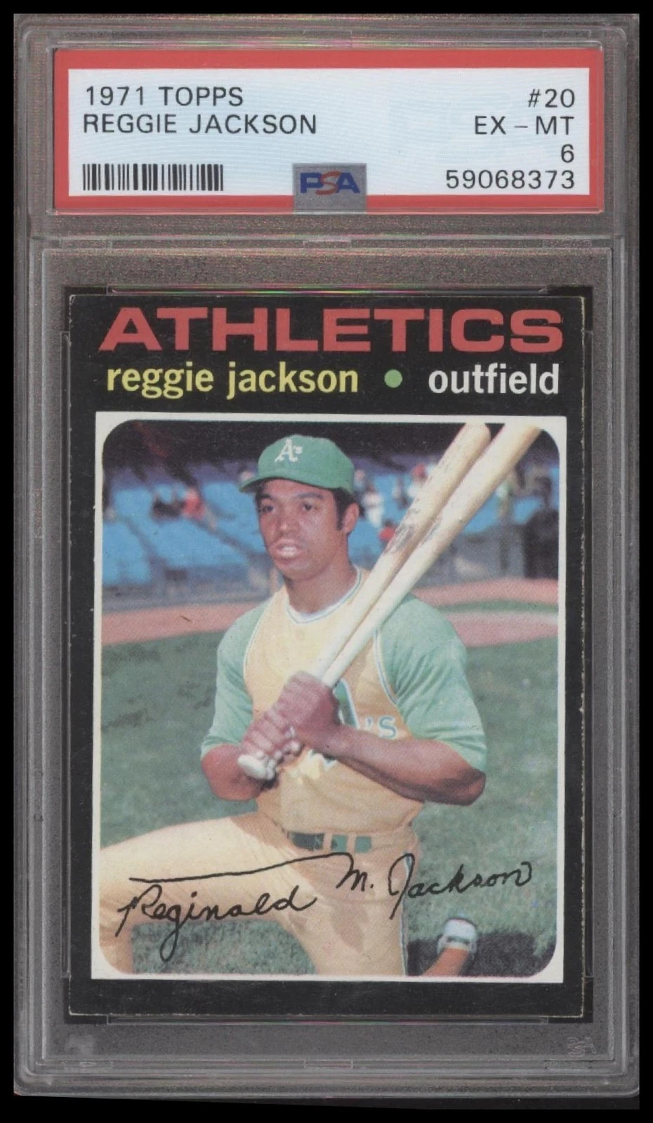 1971 Topps Baseball Cards #20 Reggie Jackson HOF Oakland Athletics PSA 6 EX-MT