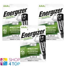 6 ENERGIZER ACCU RECHARGEABLE POWER PLUS AAA HR03 BATTERIES 1.2V 700mAh 2BL NEW 2.75 per battery