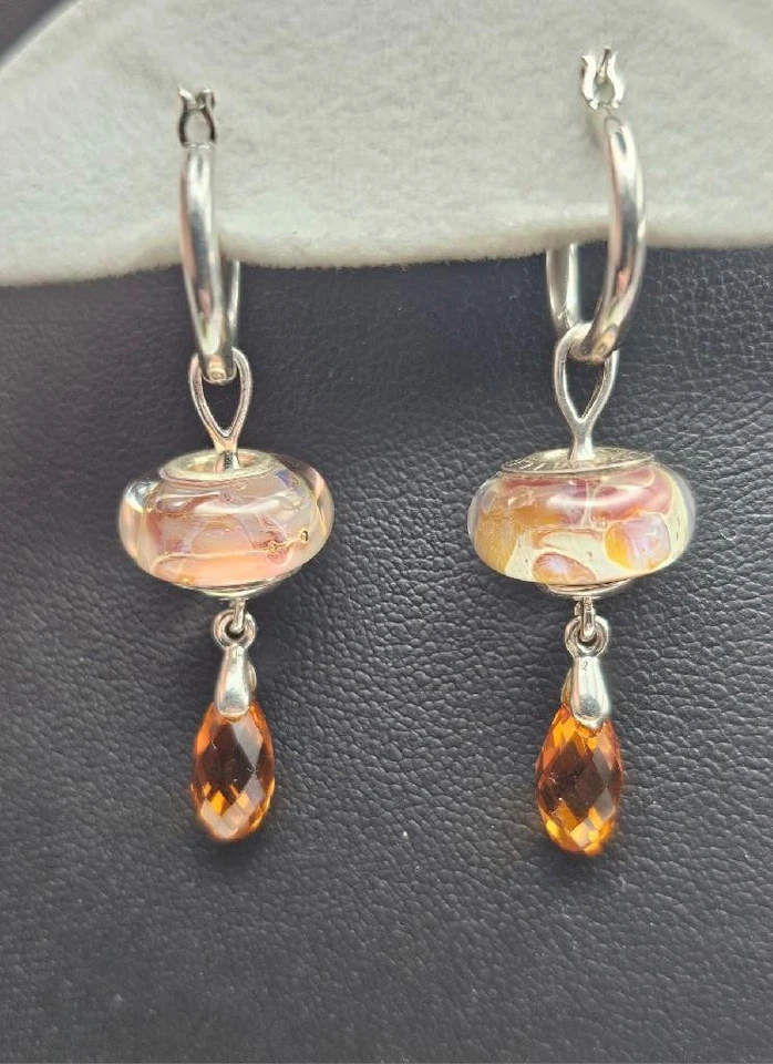 New Chamilia HOOP Earrings w/MURANO GLASS & SWAROVSKI BRIOLETTE Beads $185 - Image 4 of 4