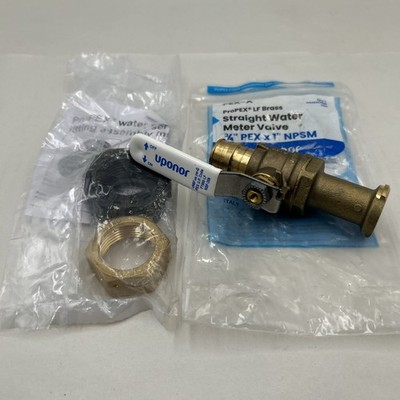 Uponor Straight Water Meter Valve 3/4'' PEX x 1'' NPSM ProPEX LF Brass PEX-A