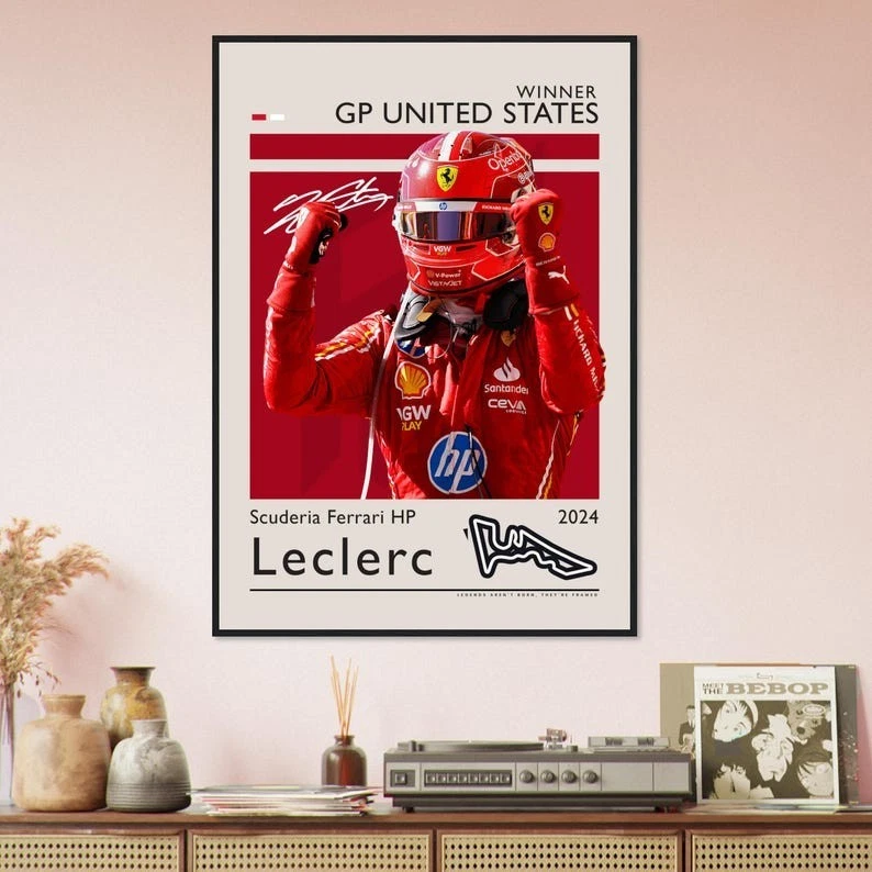 Charles Leclerc Poster, US GP Winner with Ferrari, Formula 1 Print, F1 Fan - Image 2 of 4